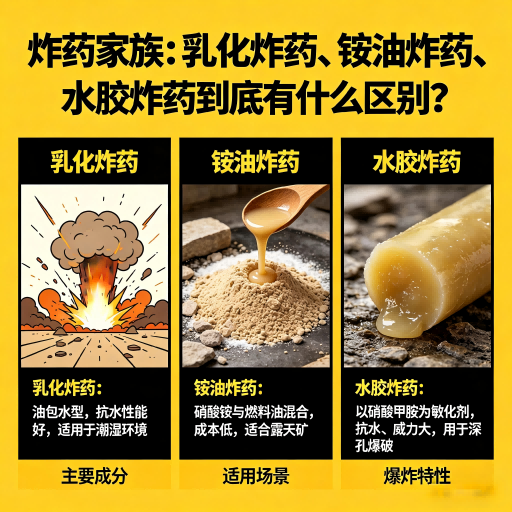 文登炸药家族：乳化炸药、铵油炸药、水胶炸药到底有什么区别？